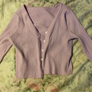 super soft purple cropped cardigan!